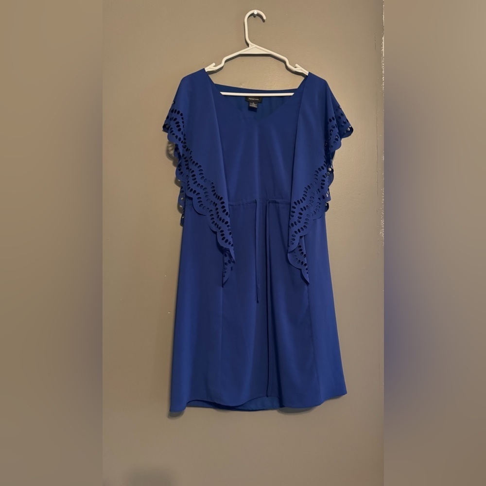 Blue Dress with Eyelet Ruffle Sleeves